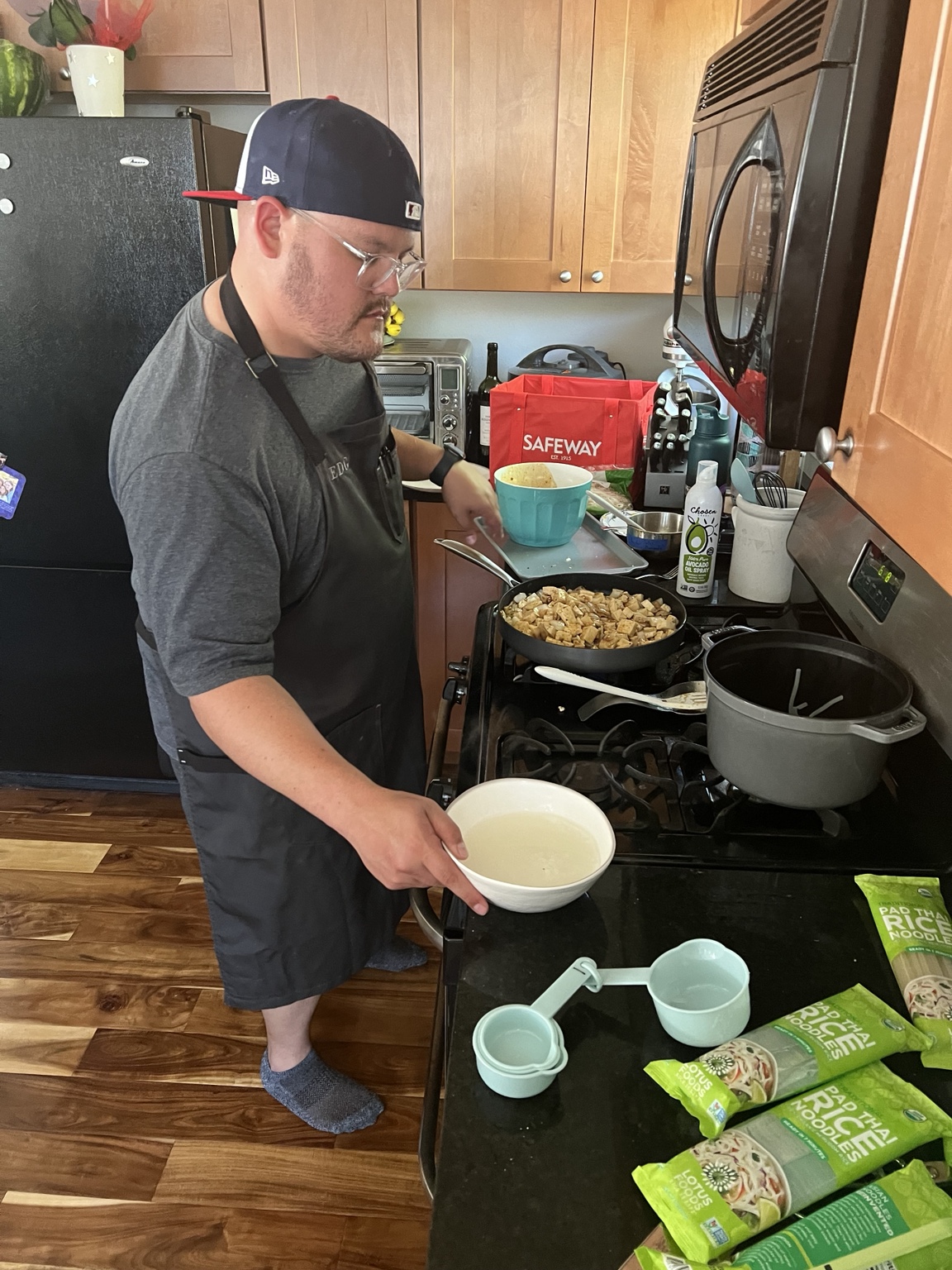 Ethan preparing food at the stove